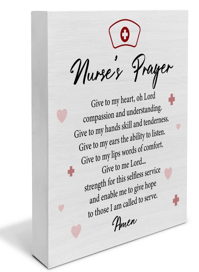 YIDOU Nurse Wood Box Sign Decor Desk Sign Nursing Gifts Nurse's Prayer Wooden Box Block Sign Rustic Home Graduation Party Decoration Grad Gift - Image 1